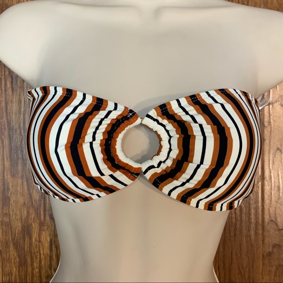 LOFT Other - LOFT black and brown striped bikini swim top NWT